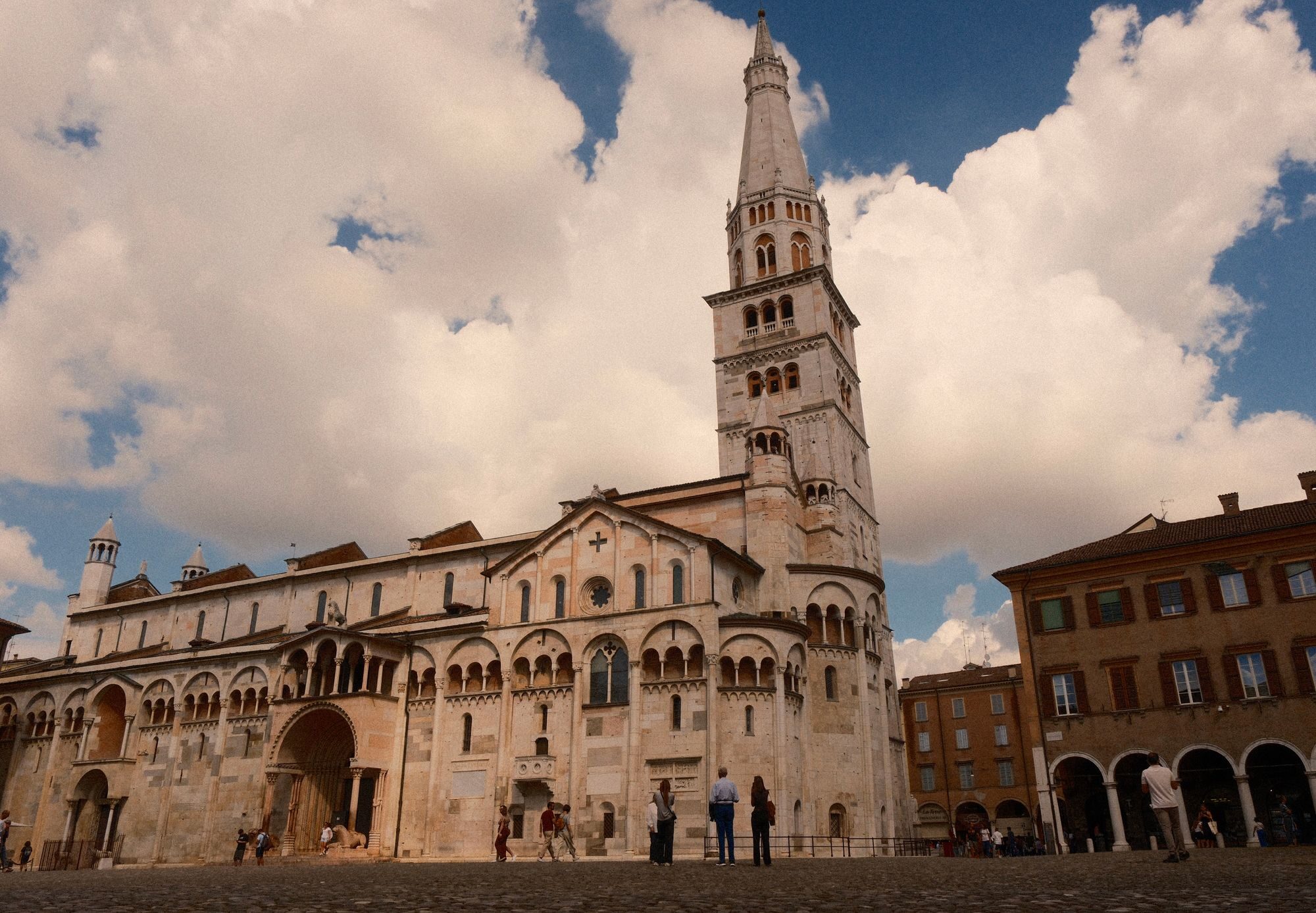 Piazza Grande in Modena with the Duomo, in warm daylight